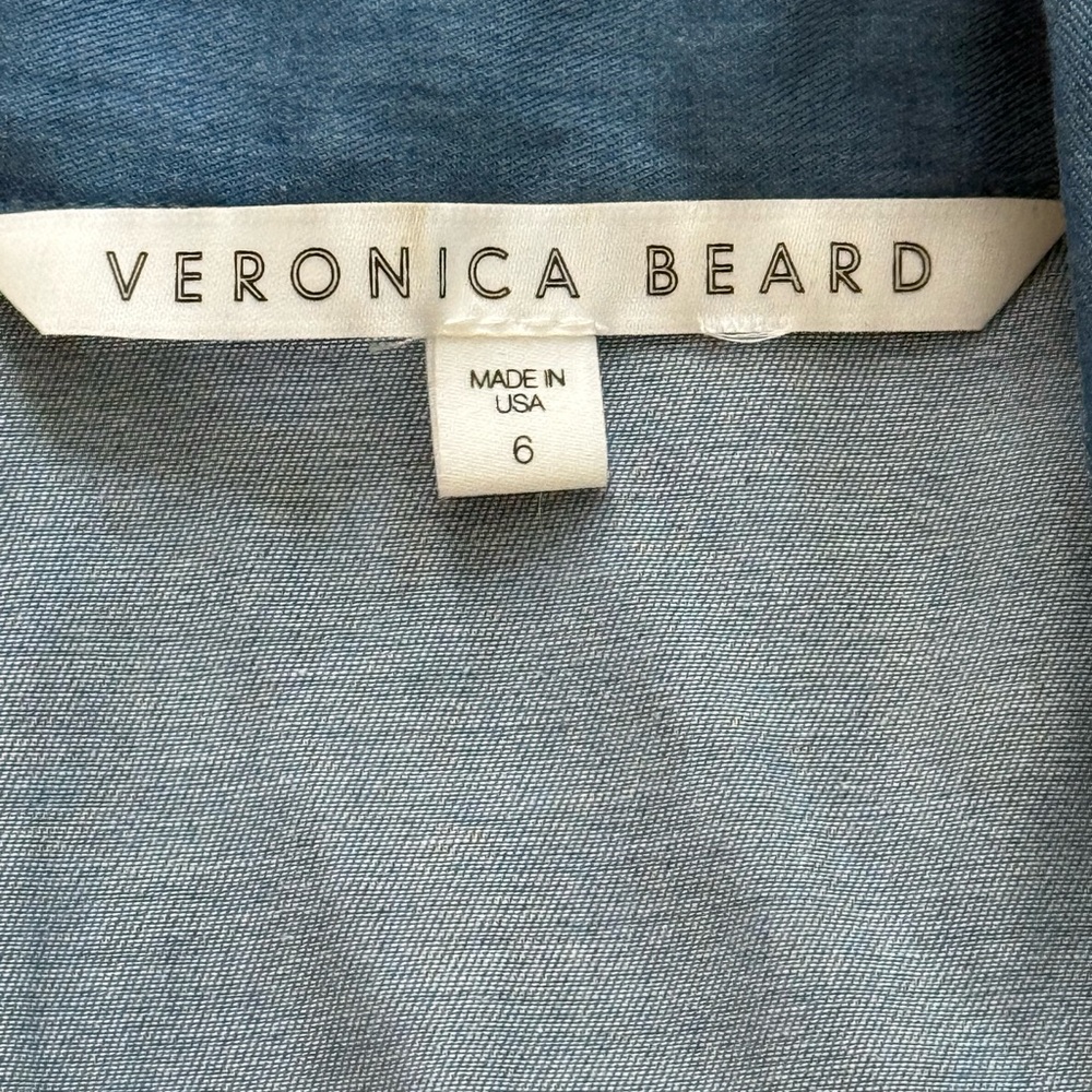 Veronica Beard Blue Ruched Long Sleeve Shirt MIDI Dress sz6 - Picture 8 of 14